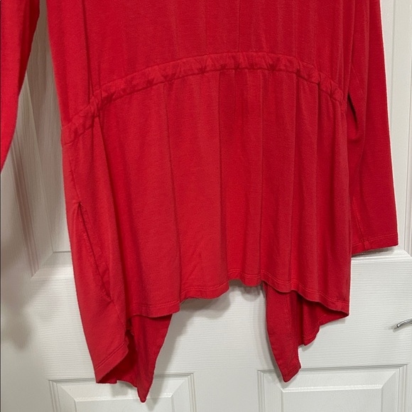 Susan Graver Red Open Cardigan Vibrant Color Waterfall Opening, Oversized Med - Picture 12 of 13
